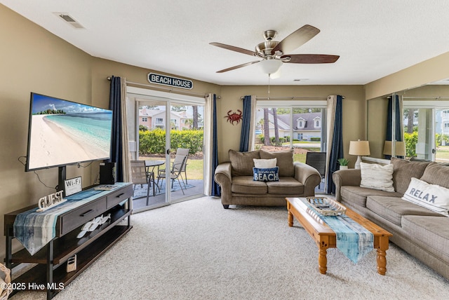 330 S Middleton Dr NW Unit 1201, Calabash, NC 28467 - living area featuring carpet, a ceiling fan, and healthy amount of natural light