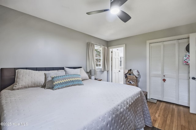 1409 Knollwood Dr NW, Wilson, NC 27896 - bedroom featuring wood finished floors, a closet, and a ceiling fan