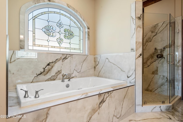 6424 River Vista Dr, Wilmington, NC 28412 - full bathroom with a marble finish shower and a bath