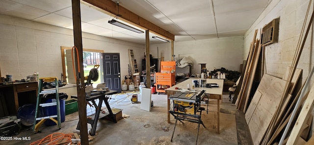 301 Graham St, Clinton, NC 28328 - basement featuring a wall unit AC and concrete block wall