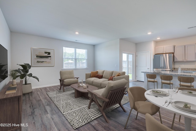 5380 Black Oak Ct, Winnabow, NC 28479 - living room with plenty of natural light, dark wood-style flooring, and recessed lighting