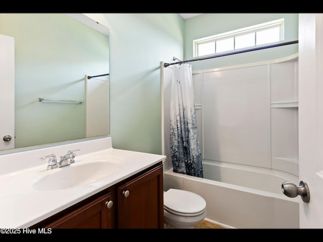 1232 Fence Post Ln, Carolina Shores, NC 28467 - bathroom with vanity, toilet, and shower / bath combination with curtain