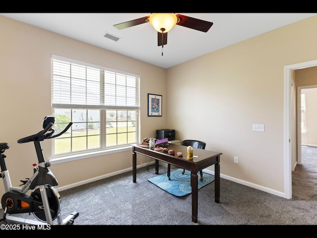 1232 Fence Post Ln, Carolina Shores, NC 28467 - carpeted office space featuring ceiling fan and baseboards