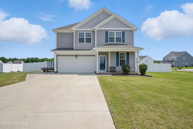 122 Mill Run Loop, South Mills, NC 27976 - view of front facade featuring covered porch, a garage, concrete driveway, board and batten siding, and roof with shingles