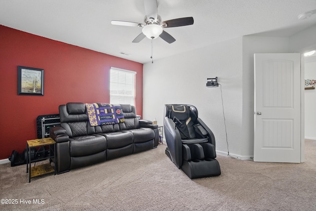 122 Mill Run Loop, South Mills, NC 27976 - living area featuring carpet, ceiling fan, and baseboards