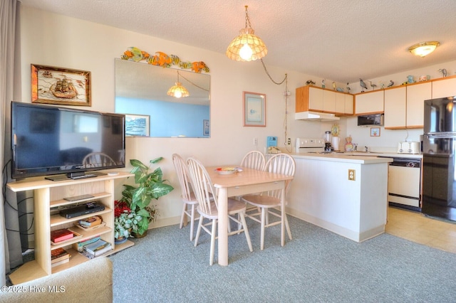 1615 Lake Park Blvd S Unit 307, Carolina Beach, NC 28428 - kitchen with dishwasher, under cabinet range hood, freestanding refrigerator, stove, and a textured ceiling