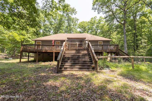 108 Western Trl, Carthage, NC 28327 - back of house with stairway and a deck