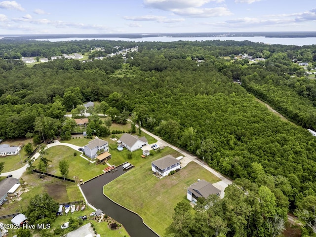 452 Crows Nest Ln, Sneads Ferry, NC 28460 - aerial view of property's location featuring a forest and a large body of water