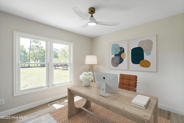 109 Inlet Ct, Hampstead, NC 28443 - office space with baseboards, ceiling fan, and wood finished floors