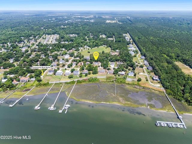 109 Inlet Ct, Hampstead, NC 28443 - aerial view of property's location with a nearby body of water and a heavily wooded area