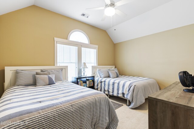 209 Georgia Ave, Carolina Beach, NC 28428 - bedroom featuring vaulted ceiling and a ceiling fan