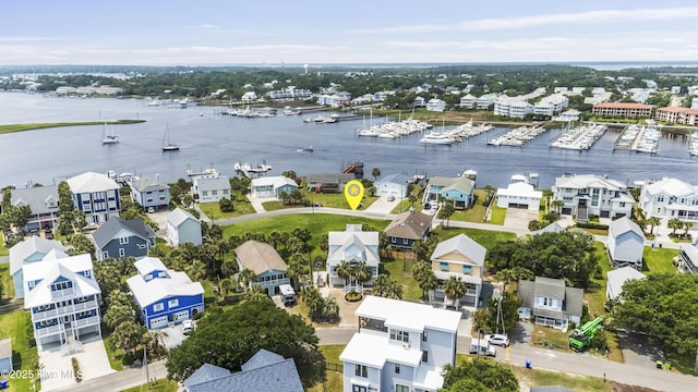 209 Georgia Ave, Carolina Beach, NC 28428 - aerial perspective of suburban area with a large body of water and a marina