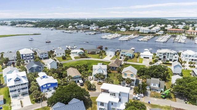 209 Georgia Ave, Carolina Beach, NC 28428 - aerial view of residential area featuring a nearby body of water and a marina