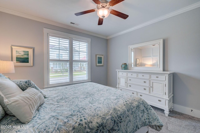 232 Trawlers Way, Wilmington, NC 28412 - carpeted bedroom with ornamental molding, baseboards, and ceiling fan