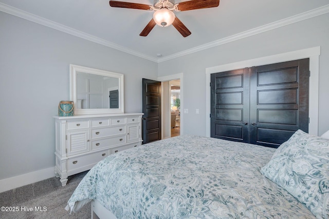 232 Trawlers Way, Wilmington, NC 28412 - bedroom with crown molding, baseboards, and ceiling fan
