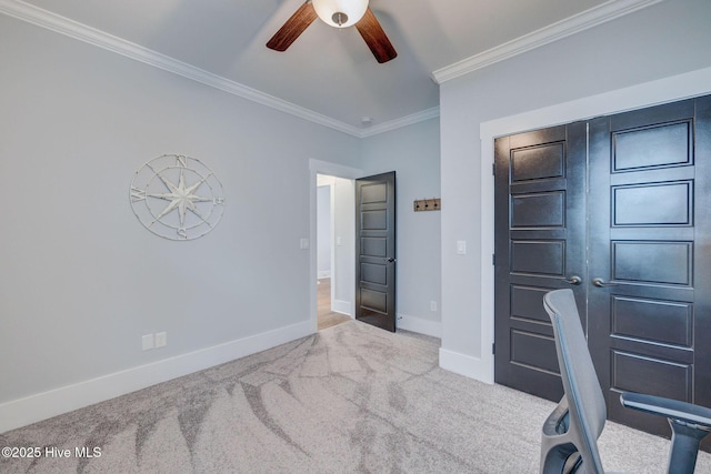 232 Trawlers Way, Wilmington, NC 28412 - unfurnished office featuring crown molding, carpet floors, ceiling fan, and baseboards