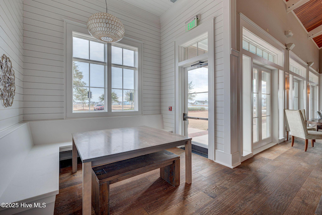 232 Trawlers Way, Wilmington, NC 28412 - dining space with hardwood / wood-style floors and wooden walls