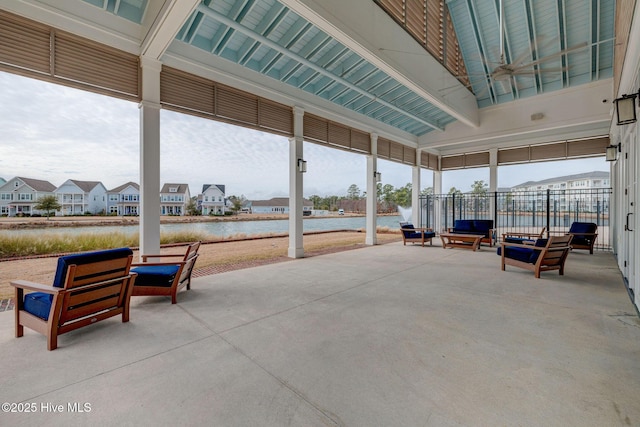 232 Trawlers Way, Wilmington, NC 28412 - sunroom with a water view, ceiling fan, and an outdoor living space