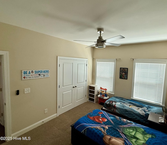 308 E Dolphin Vw, Sneads Ferry, NC 28460 - bedroom featuring carpet flooring, a ceiling fan, and baseboards