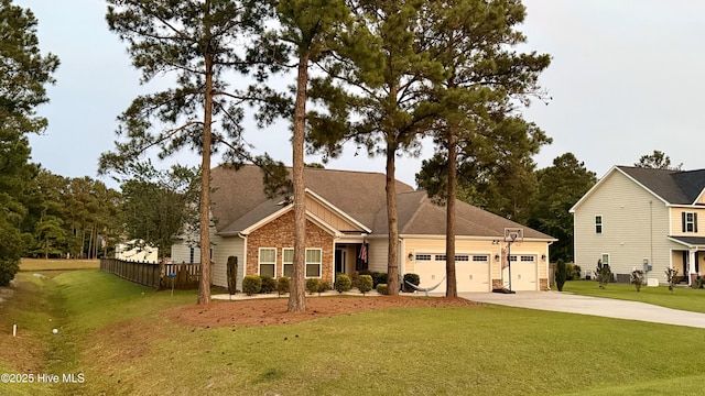 308 E Dolphin Vw, Sneads Ferry, NC 28460 - craftsman inspired home featuring concrete driveway, an attached garage, a front lawn, and brick siding