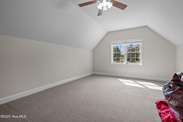 103 Sandspur Ln, West End, NC 27376 - additional living space featuring carpet, vaulted ceiling, baseboards, and a ceiling fan