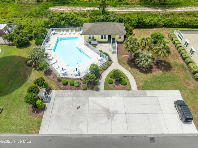 632 Settlers Ln, Kure Beach, NC 28449 - aerial view of property and surrounding area featuring a pool area