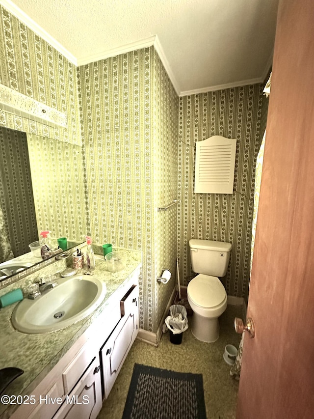 2513 David Ave, Kinston, NC 28501 - bathroom featuring crown molding, toilet, and vanity