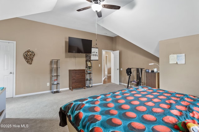 40 Sedgefield Ln, Spring Lake, NC 28390 - carpeted bedroom with vaulted ceiling, baseboards, and a ceiling fan