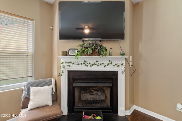 40 Sedgefield Ln, Spring Lake, NC 28390 - detailed view of a fireplace, baseboards, and wood finished floors
