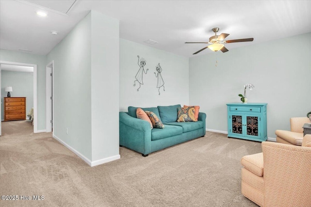 1233 Lt Congleton Rd, Wilmington, NC 28409 - carpeted living room featuring a ceiling fan and baseboards