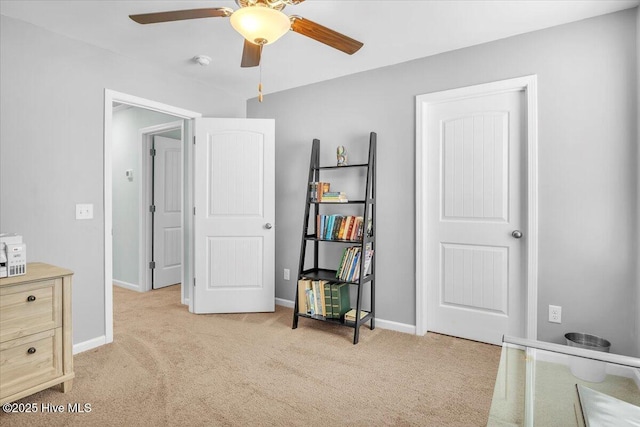 1233 Lt Congleton Rd, Wilmington, NC 28409 - bedroom with light colored carpet, baseboards, and ceiling fan