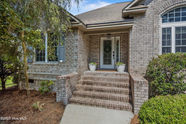 2019 Royal Pines Dr, New Bern, NC 28560 - entrance to property featuring brick siding and a shingled roof