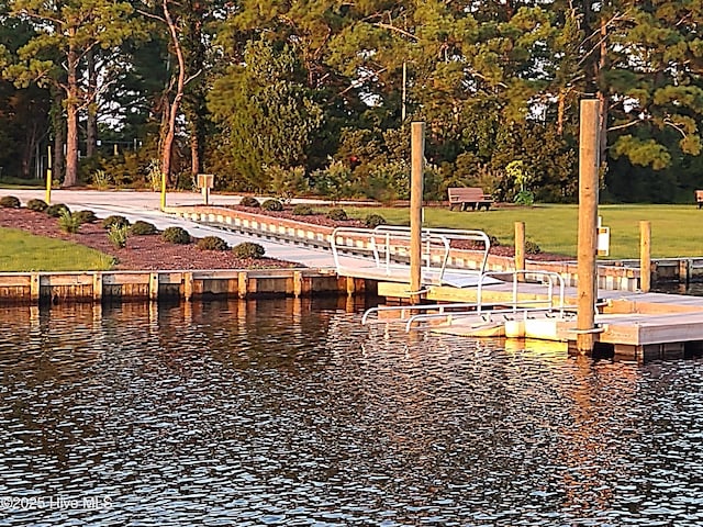 2019 Royal Pines Dr, New Bern, NC 28560 - dock area with a water view and view of wooded area