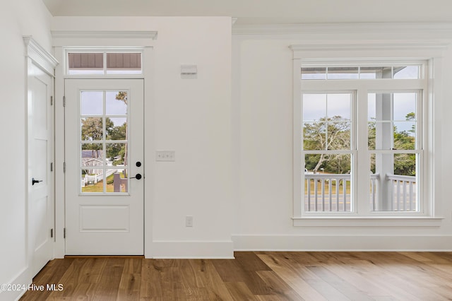 1605 E Oak Island Dr, Oak Island, NC 28465 - entryway featuring wood finished floors, plenty of natural light, and baseboards