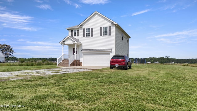 284 Old Swamp Rd, South Mills, NC 27976 - traditional-style home featuring a garage, a front yard, driveway, and a rural view