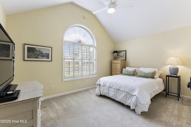 3863 Daphine Ct, Wilmington, NC 28409 - bedroom with lofted ceiling, multiple windows, light carpet, baseboards, and ceiling fan