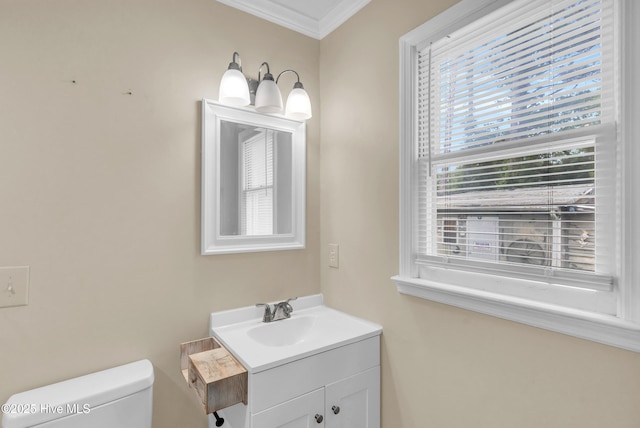 214 Frink Dr, Southport, NC 28461 - half bath featuring ornamental molding, vanity, and toilet