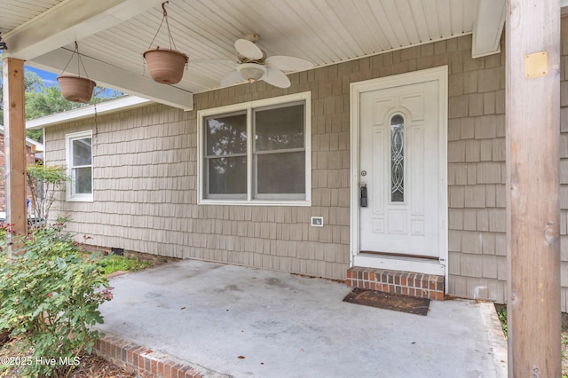 214 Frink Dr, Southport, NC 28461 - doorway to property featuring ceiling fan and a patio area