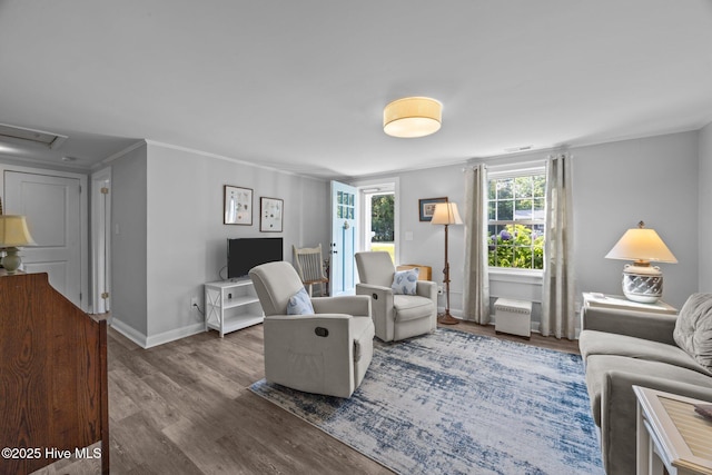 207 Battleground Ave, New Bern, NC 28560 - living room featuring wood finished floors and crown molding