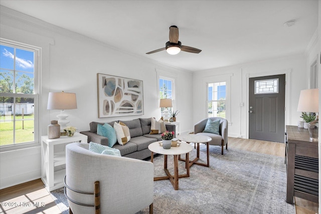 13766 Ashton Rd, Rocky Point, NC 28457 - living area with healthy amount of natural light, light wood-style floors, and crown molding