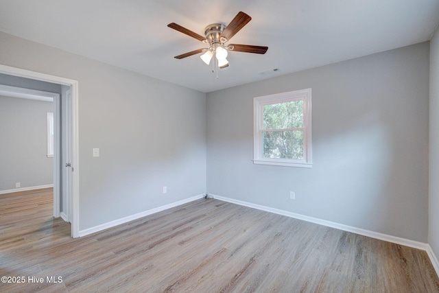 326 Cathay Rd, Wilmington, NC 28412 - spare room featuring light wood-style flooring, ceiling fan, and baseboards