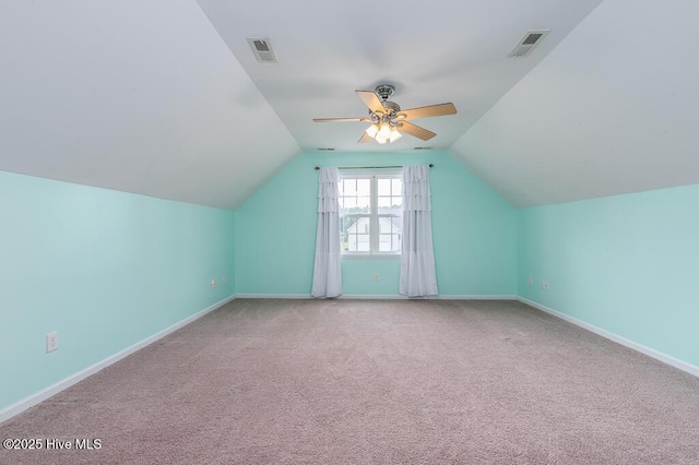 109 Hilda Dr, New Bern, NC 28562 - additional living space with ceiling fan, lofted ceiling, and carpet flooring