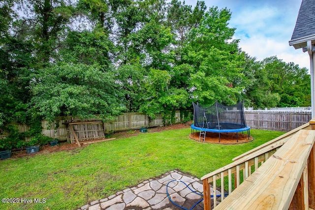 109 Hilda Dr, New Bern, NC 28562 - fenced backyard featuring a trampoline