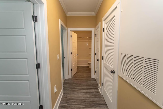 395 S Crow Creek Dr NW Unit 1615, Calabash, NC 28467 - corridor featuring crown molding, dark wood-type flooring, and baseboards