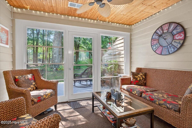 354 Sea Trail Dr E Unit 2, Sunset Beach, NC 28468 - sunroom / solarium featuring wood ceiling, carpet, and wooden walls