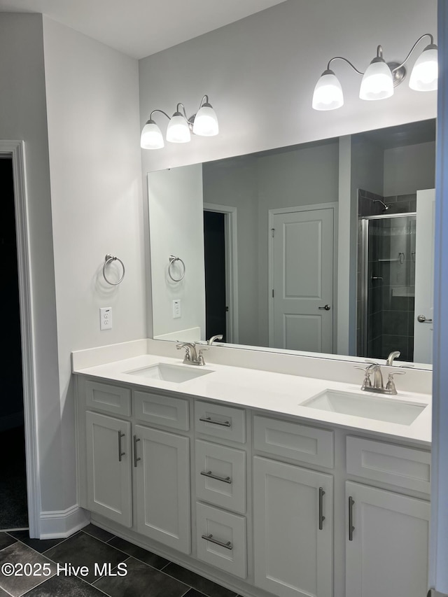 5046 Holly Hill Ct Lot 23, Battleboro, NC 27809 - full bath featuring a stall shower, double vanity, and tile patterned floors