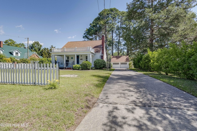 528 E 6th St, Washington, NC 27889 - bungalow with a porch, a garage, a chimney, and a balcony