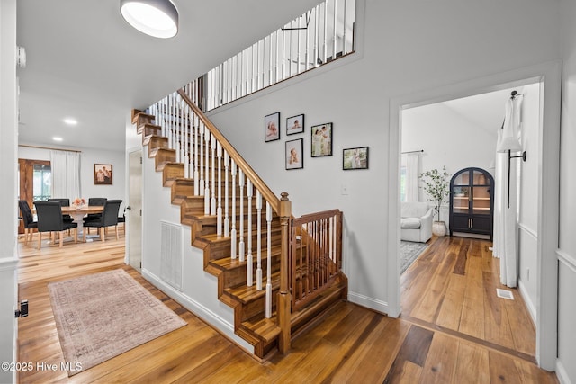4967 E NC-24 Hwy, Beulaville, NC 28518 - stairs with hardwood / wood-style floors, healthy amount of natural light, recessed lighting, and baseboards