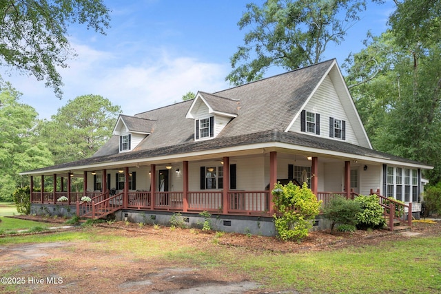 4967 E NC-24 Hwy, Beulaville, NC 28518 - farmhouse-style home featuring crawl space, covered porch, and a shingled roof