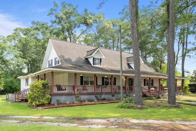 4967 E NC-24 Hwy, Beulaville, NC 28518 - farmhouse-style home with covered porch, a shingled roof, and a front yard